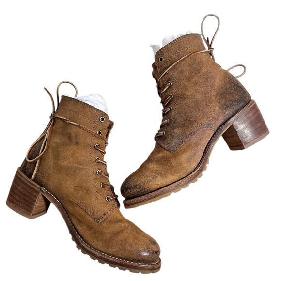 Frye Vintage Sabrina Brown Lace Up Ankle Boot Size 9.5 - Picture 3 of 10